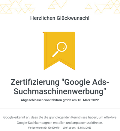 Google Ads-Zertifikat